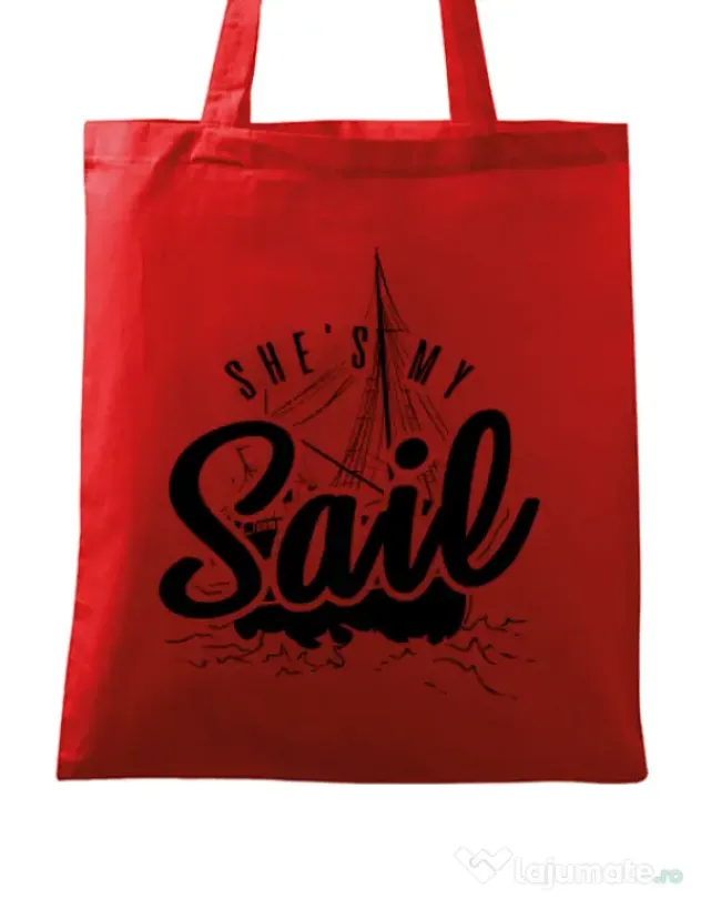 Sacosa din panza She s my sail Rosu