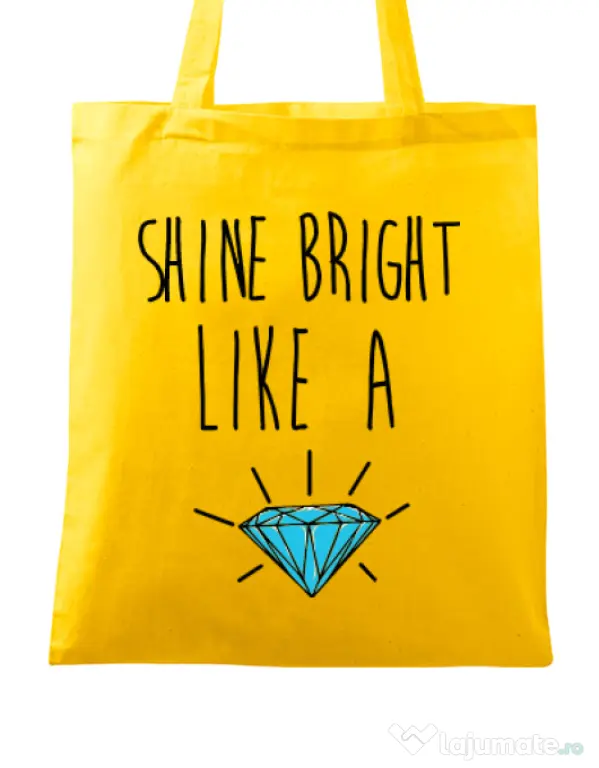 Sacosa din panza Shine bright like a diamond Galben