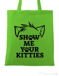 Sacosa din panza Show me your kitties Verde mar