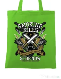 Sacosa din panza Smoking Kills Verde mar