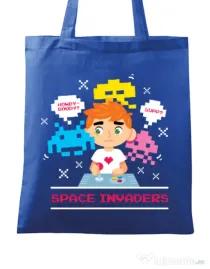 Sacosa din panza Space Invader Albastru regal