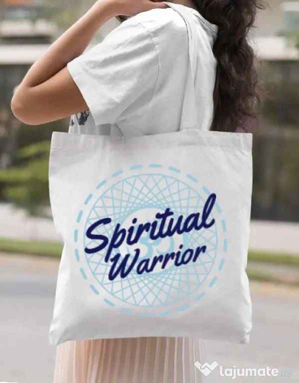 Sacosa din panza Spiritual warrior Alb