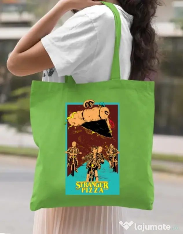 Sacosa din panza Stranger pizza Verde mar