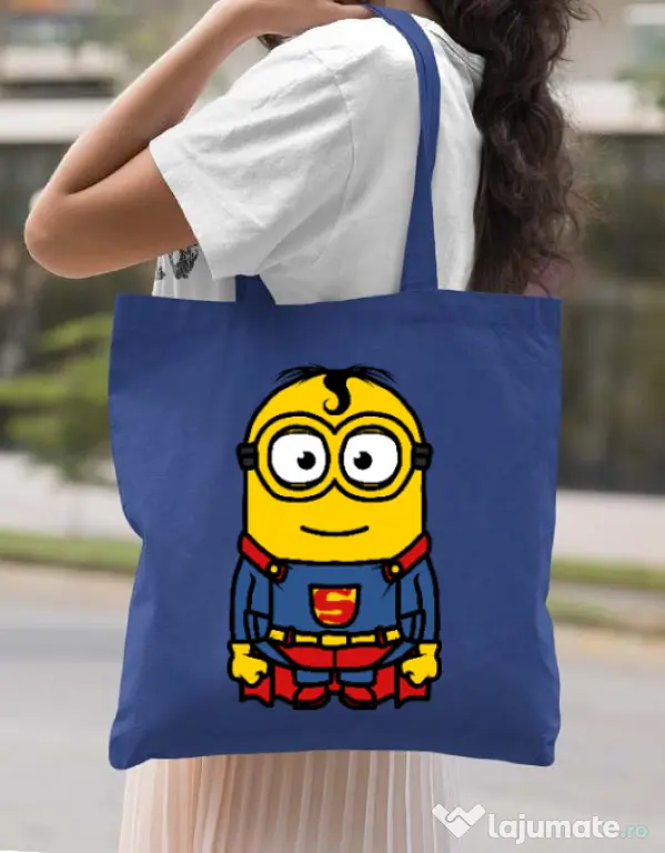 Sacosa din panza Super minion Albastru regal