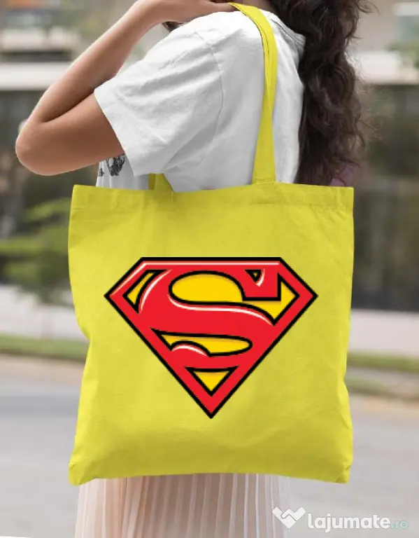 Sacosa din panza Superman Galben