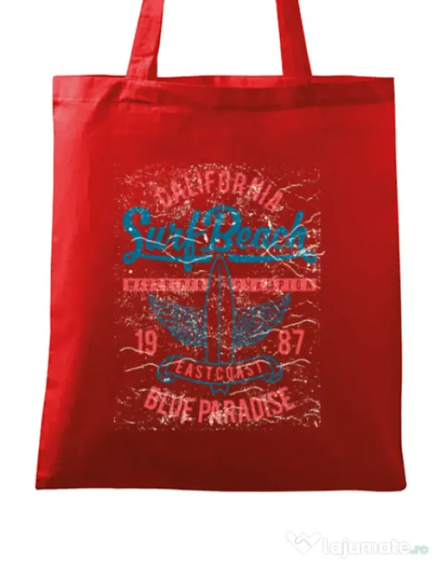 Sacosa din panza Surf Beach Rosu