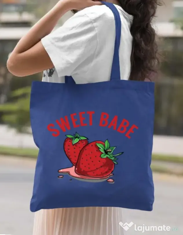 Sacosa din panza Sweet babe Albastru regal