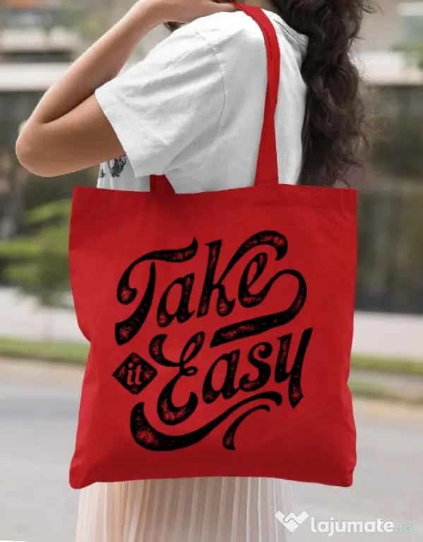 Sacosa din panza Take it easy Rosu