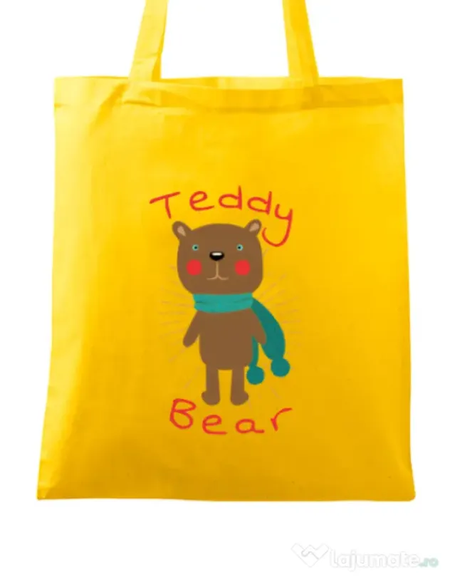 Sacosa din panza Teddy bear Galben