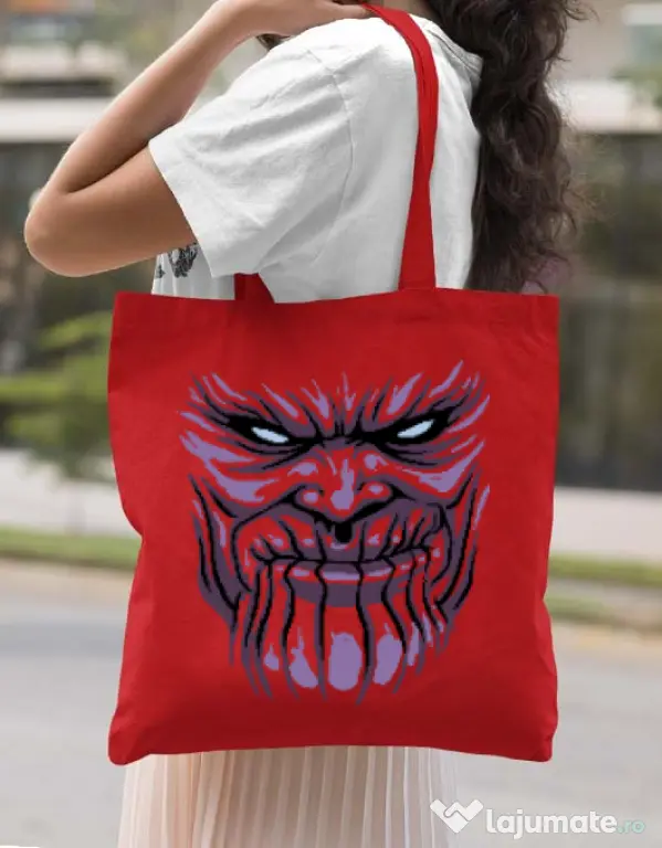 Sacosa din panza Thanos mask Rosu