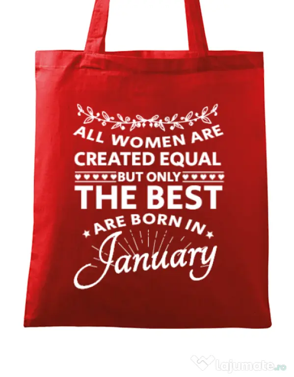 Sacosa din panza The best women are born in January Rosu