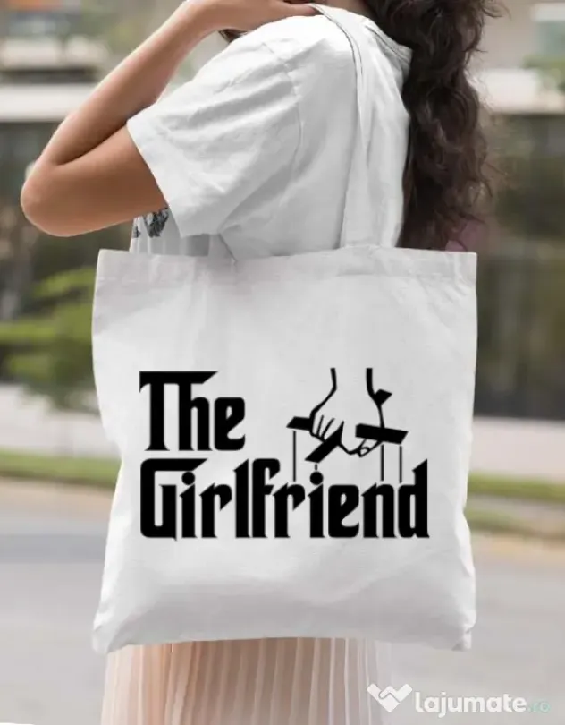 Sacosa din panza The girlfriend Alb