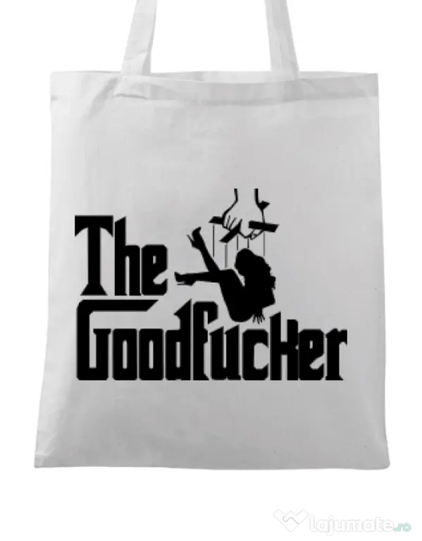 Sacosa din panza The goodfucker Alb
