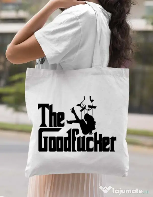 Sacosa din panza The goodfucker Alb
