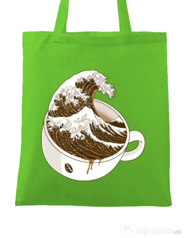 Sacosa din panza The Great Wave off Coffee Verde mar