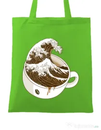 Sacosa din panza The Great Wave off Coffee Verde mar