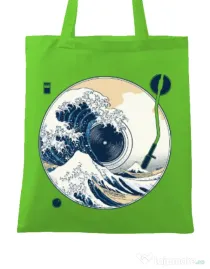 Sacosa din panza The Great Wave off Sound Verde mar