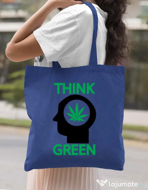 Sacosa din panza Think green Albastru regal