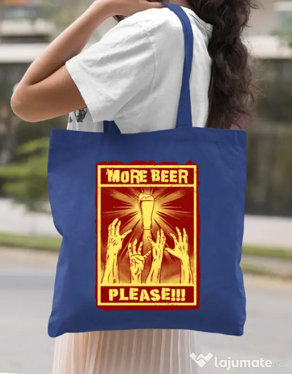 Sacosa din panza Thirsty zombies Albastru regal