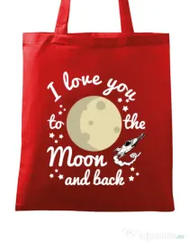 Sacosa din panza To the moon and back Rosu