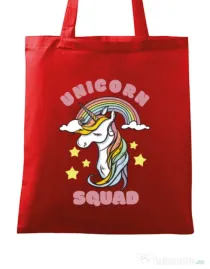 Sacosa din panza Unicorn squad Rosu