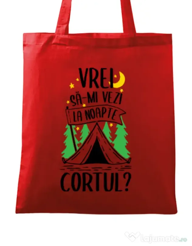 Sacosa din panza Vrei sa-mi vezi la noapte cortul? Rosu