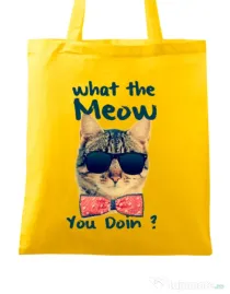 Sacosa din panza What the meow Galben