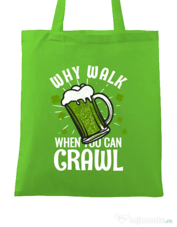 Sacosa din panza Why walk Verde mar