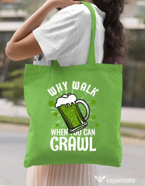 Sacosa din panza Why walk Verde mar