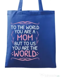 Sacosa din panza You are the world Albastru regal