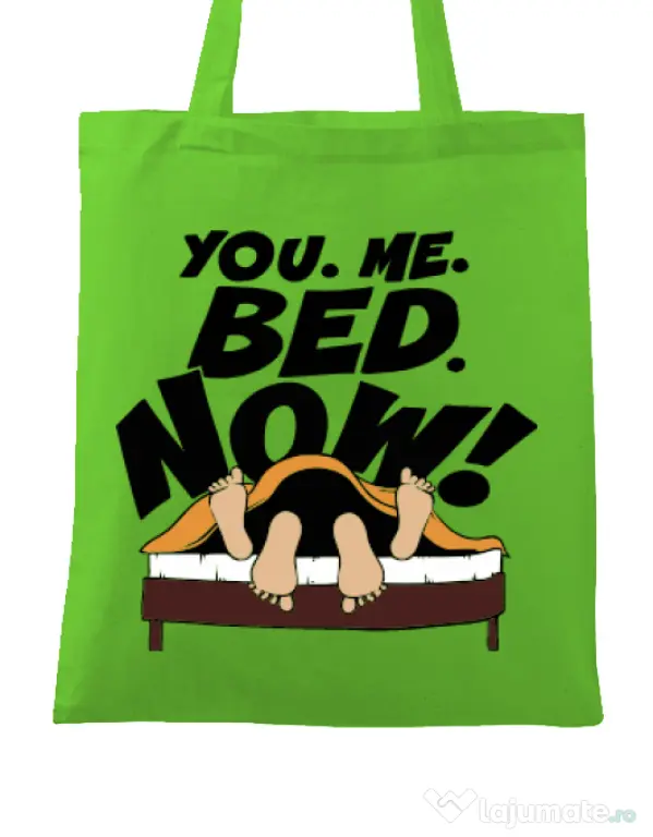 Sacosa din panza You me bed now Verde mar