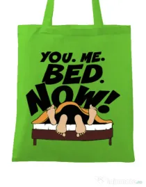 Sacosa din panza You me bed now Verde mar