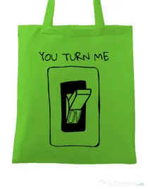 Sacosa din panza You turn me on Verde mar