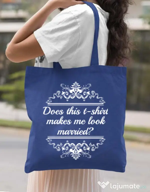 Sacosa personalizata Mireasa Marriage Albastru regal
