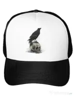 Sapca personalizata Crow skull Alb