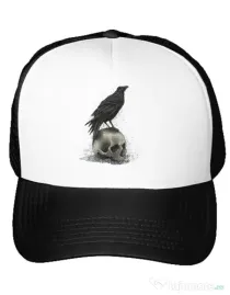 Sapca personalizata Crow skull Alb