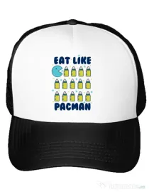 Sapca personalizata Eat Like Pacman Alb
