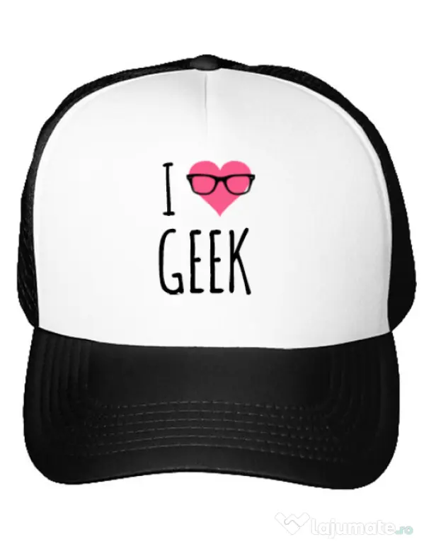Sapca personalizata I love geek Alb