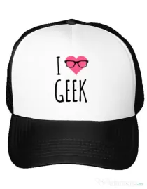 Sapca personalizata I love geek Alb