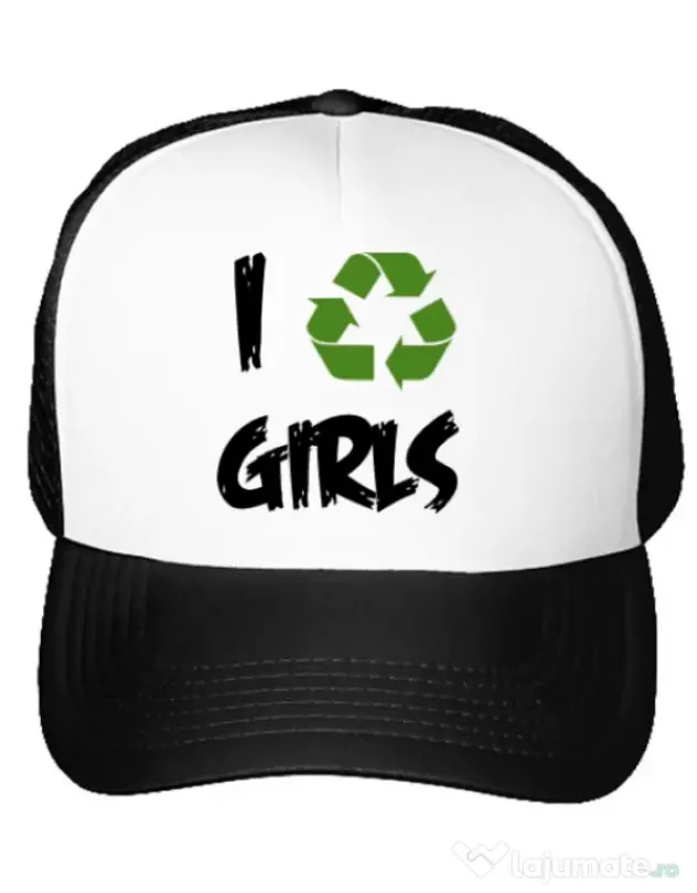 Sapca personalizata I recycle girls Alb