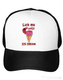Sapca personalizata Lick me until ice cream Alb