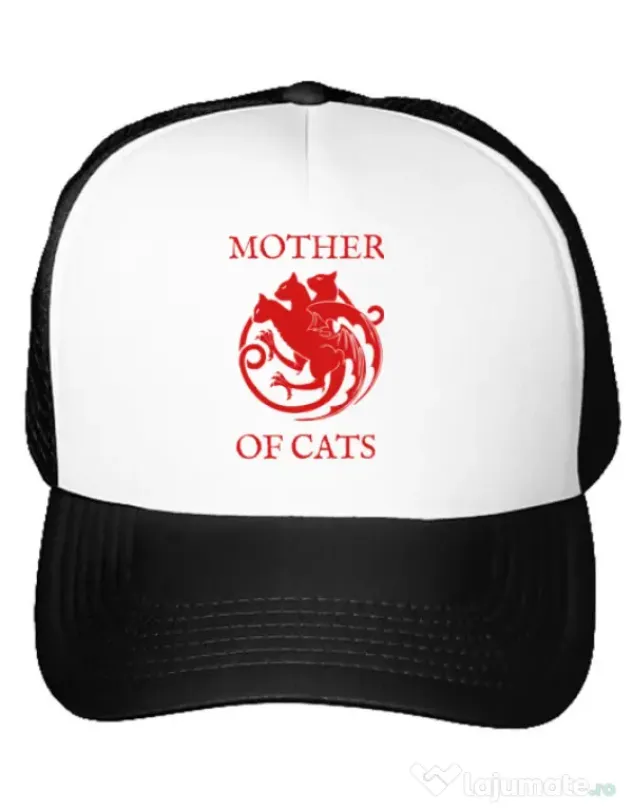 Sapca personalizata Mother of cats Alb