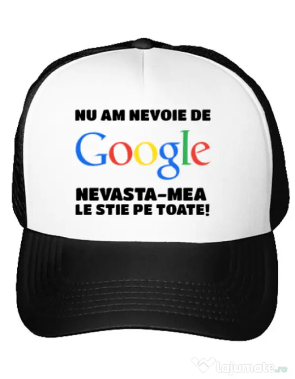 Sapca personalizata Nu am nevoie de google Alb