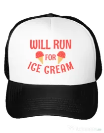 Sapca personalizata Running for ice cream Alb