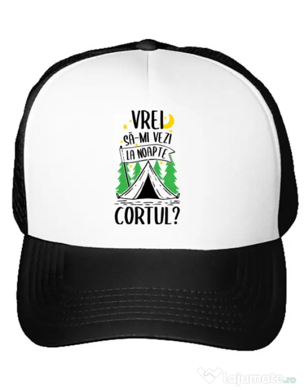 Sapca personalizata Vrei sa-mi vezi la noapte cortul? Alb