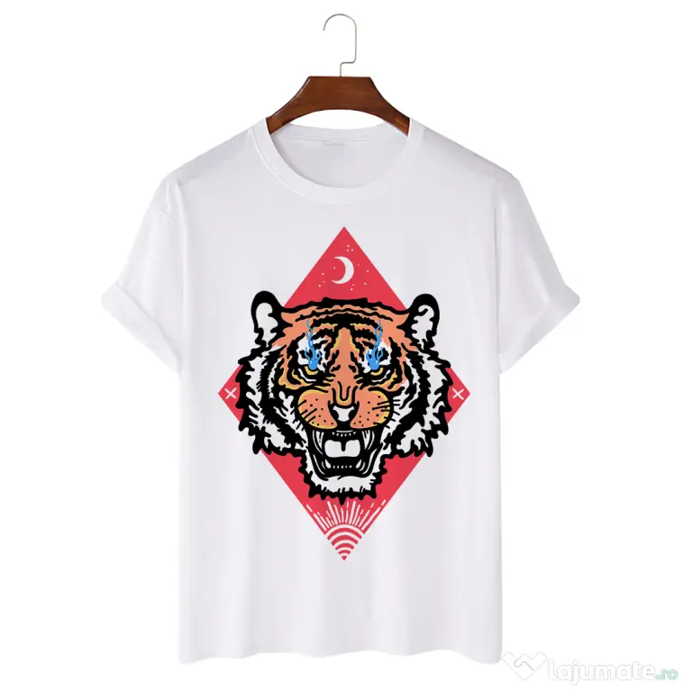 Tricou personalizat alb unisex Tiger Eyes