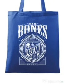 Sacosa din panza Bad bones crew always win Albastru regal