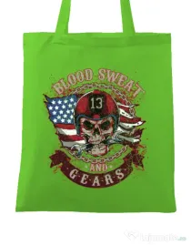 Sacosa din panza Blood sweat and gears Verde mar