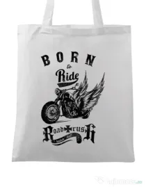 Sacosa din panza Born to ride Alb