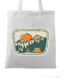 Sacosa din panza Camping badge Alb